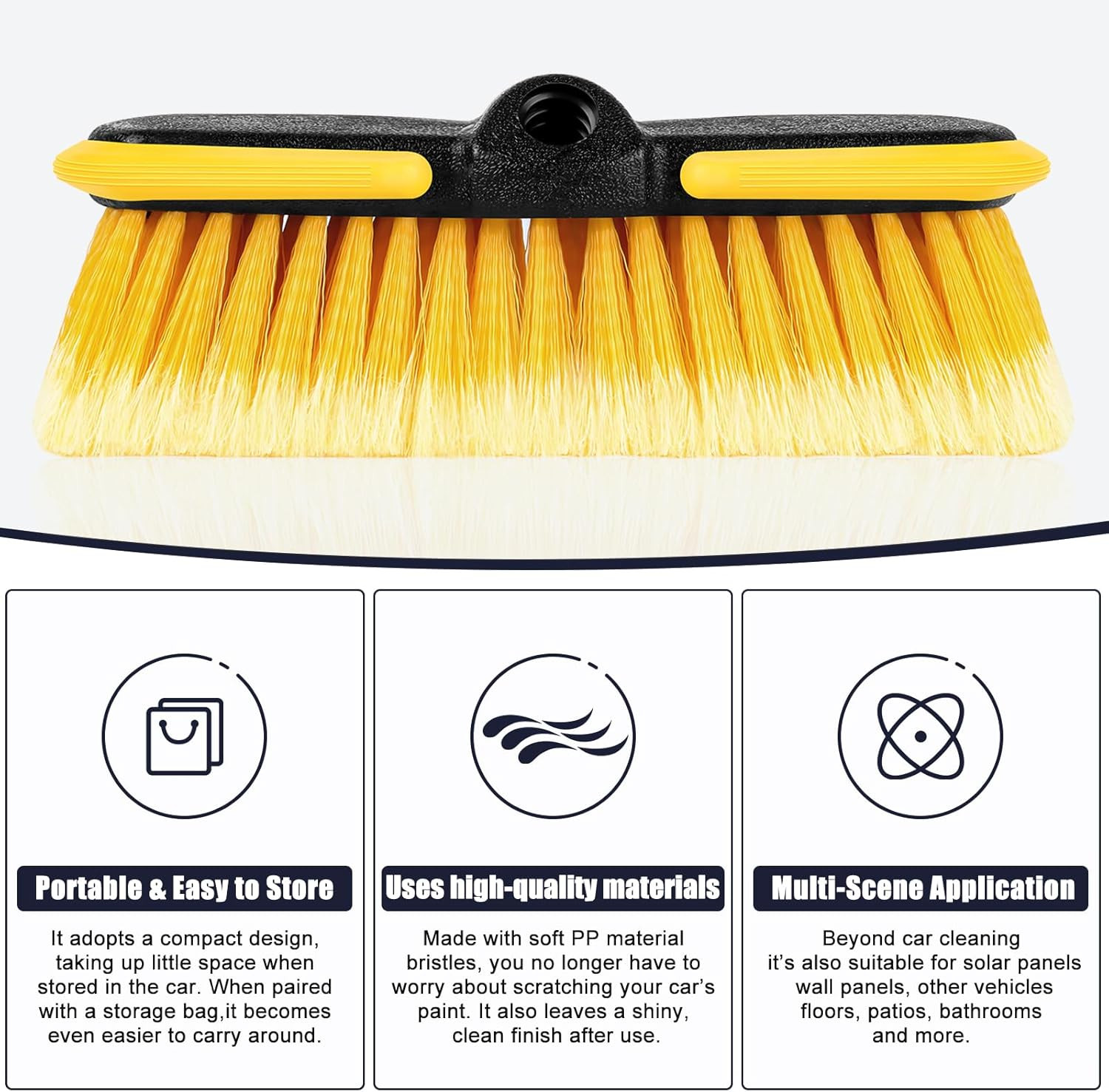 10 Inch Car Wash Brush Head, Scrub Brush Attachment for Long Handle Extension Po