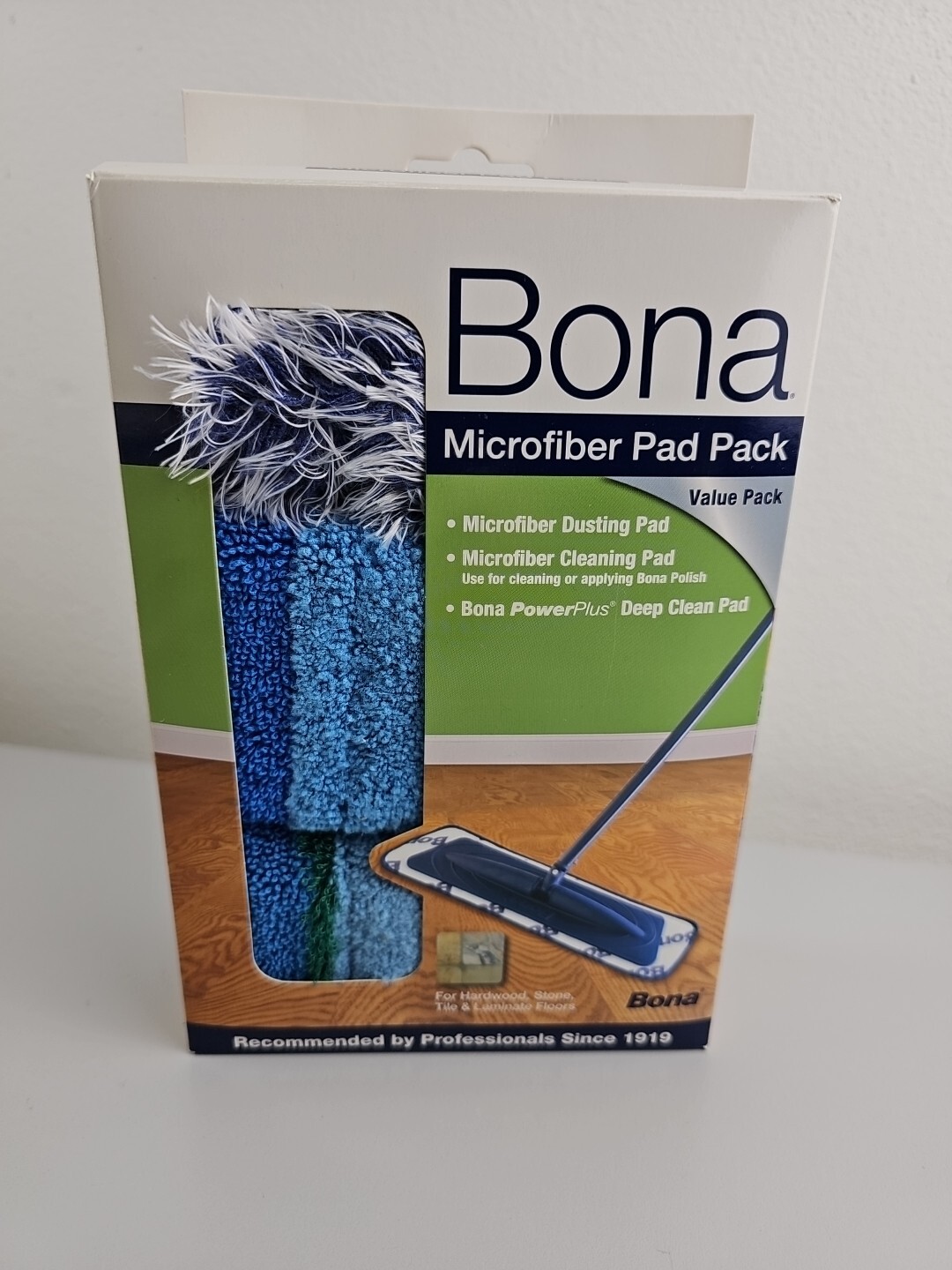 Bona 3 Pack Microfiber Pads Dust, Clean & Deep Clean – Hardwood, laminate, tile