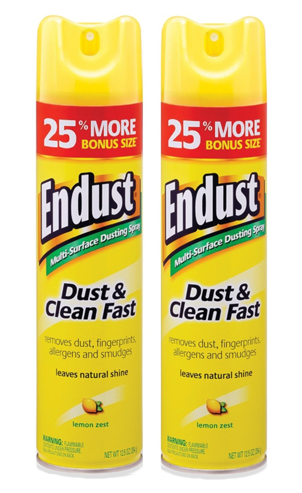 Endust Multi-Surface Dusting and Cleaning Spray, Lemon Zest, 12.5 Ounce 2 Pack