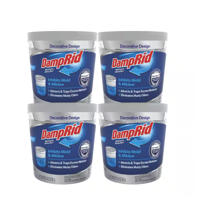 DampRid Moisture Absorber Odor Remover Fragrance Free 10.5 OZ 4 PACK