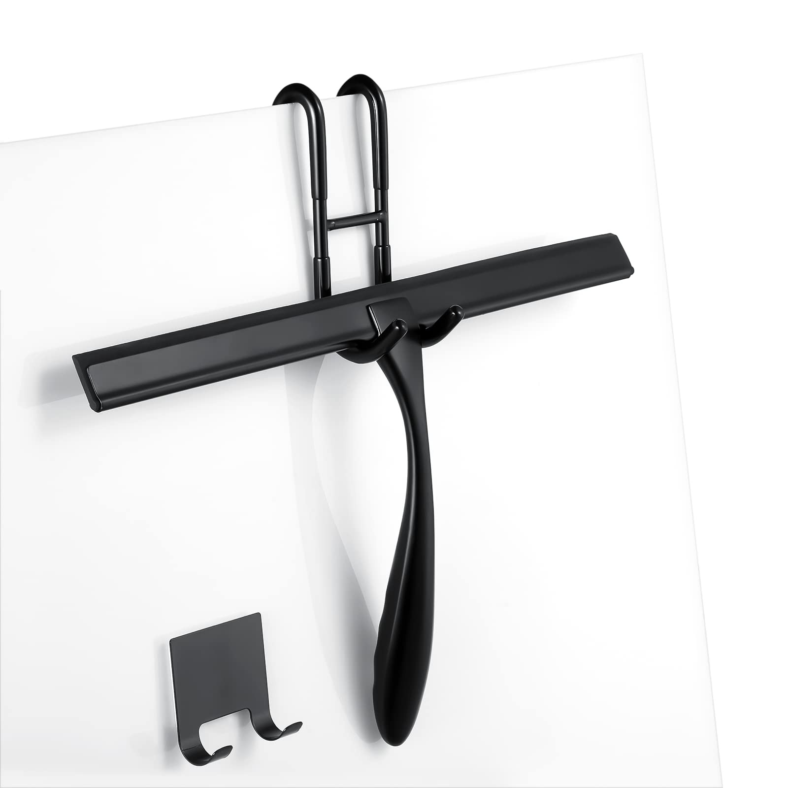 Shower Squeegee for Glass Doors,12-Inch Shower Glass Squeegee, Matte Black Sh…