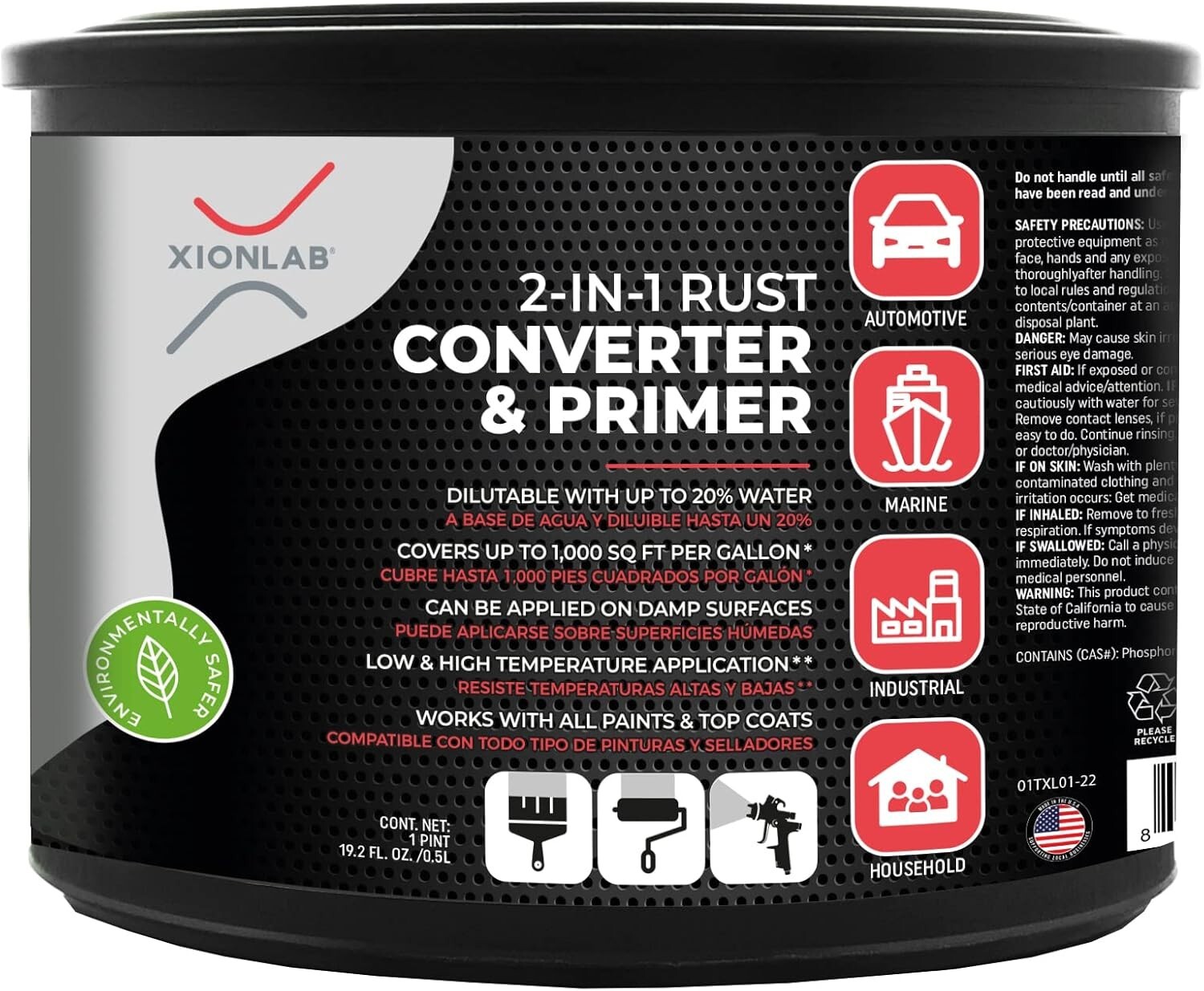 2in1 Rust Converter & Metal Primer Covers Up to 4X Industrial Grade Water Based