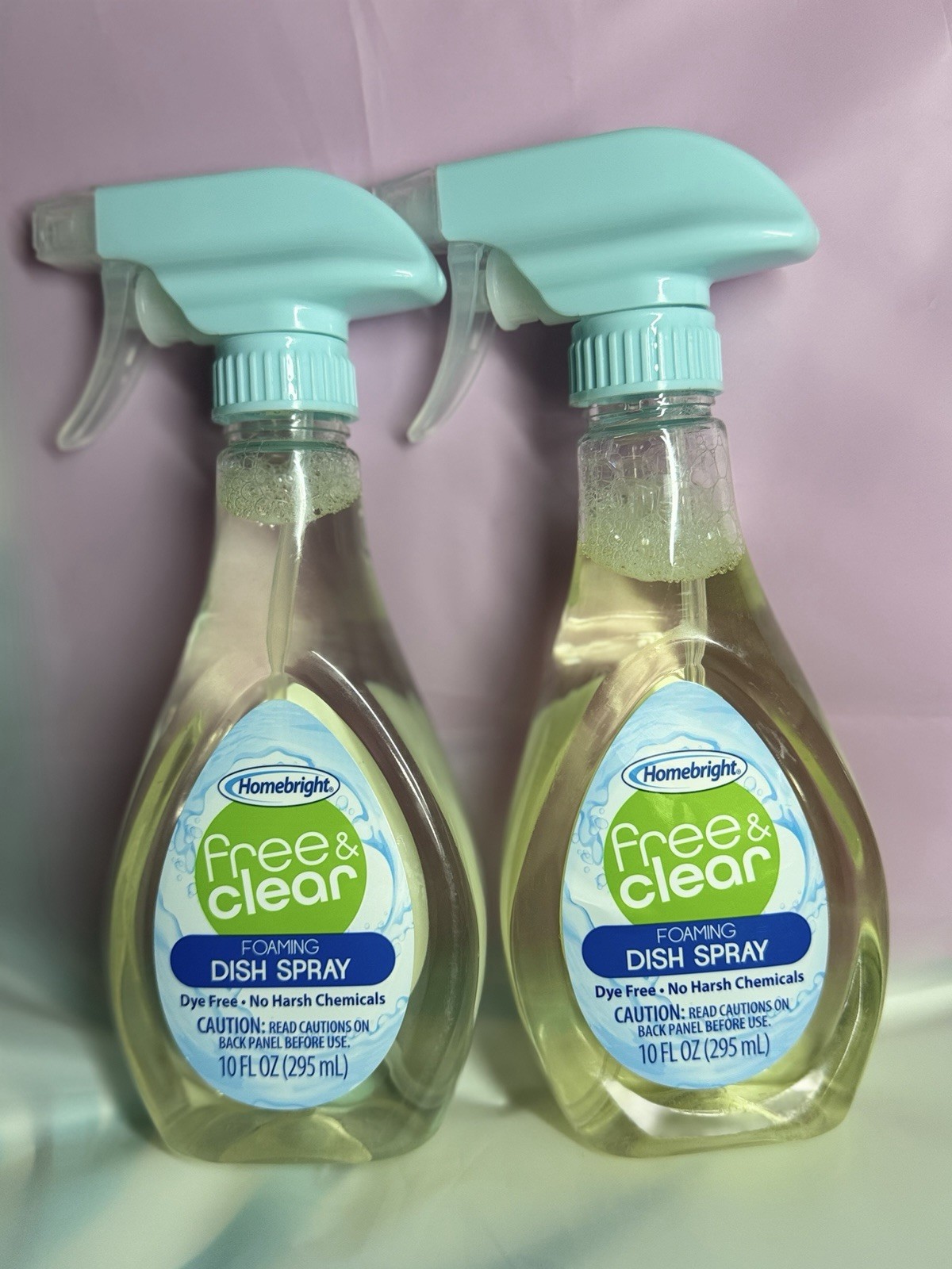 Homebright Free & Clear Foaming Dish Spray Dye-Free 10 fl oz 2 Pack