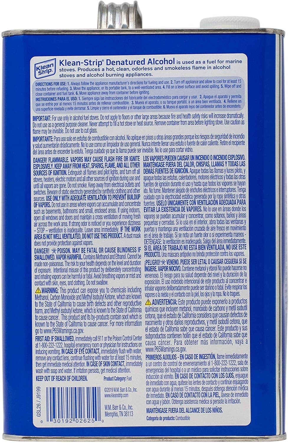 Klean Strip GSL26 Denatured Alcohol Clean Burning Fuel 1 Gallon.