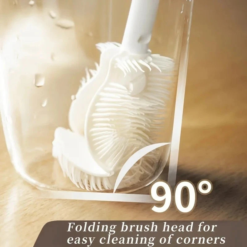 Foldable Silicone Bottle Brush 360° Cup Cleaner Long Handle Reusable Cleaning