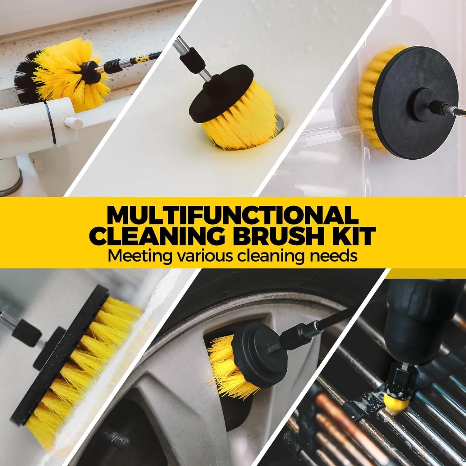 Versatile Drill Brush Set for Polishing, Scrubbing, and Deep Cleaning Surfaces