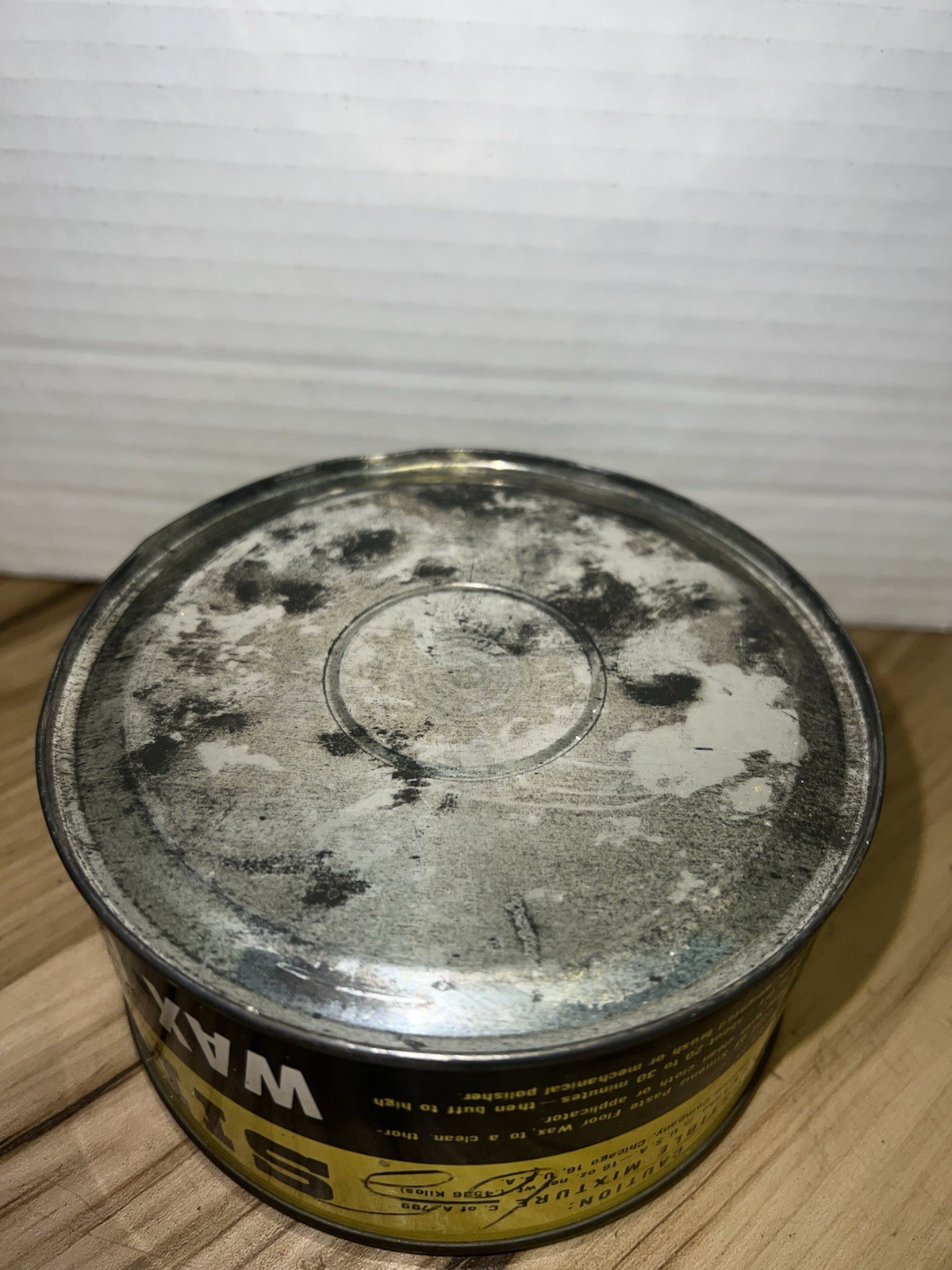 Vintage FULL Simoniz Paste Floor Wax Metal Yellow Tin Can Advertising NOS