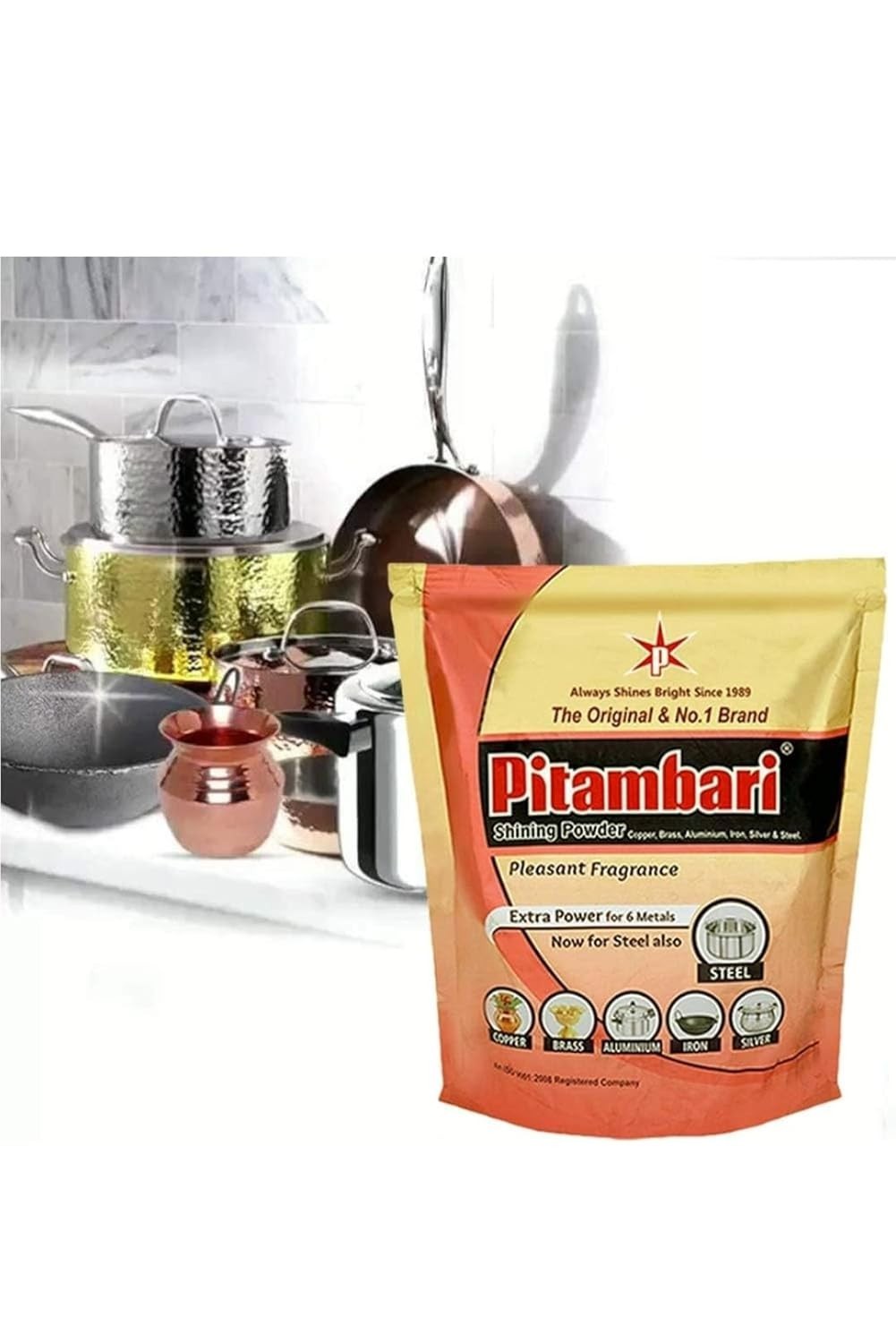Pitambari Powder Shining Brass Cleaner For Cleaning Diwali Idols Polish 200Gram
