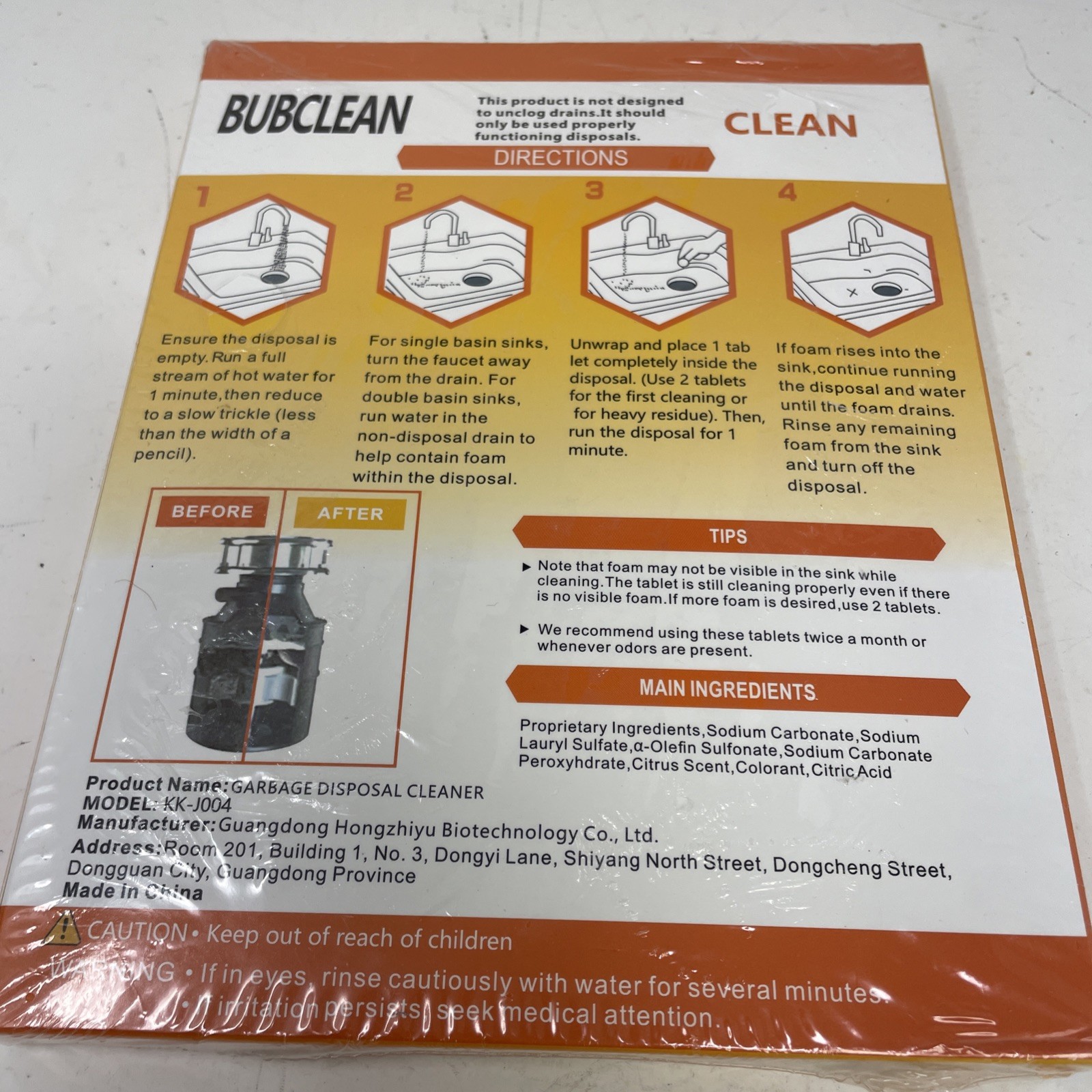 Bubclean Garbage Disposal Cleaner brand new 24 pcs 1 year supply