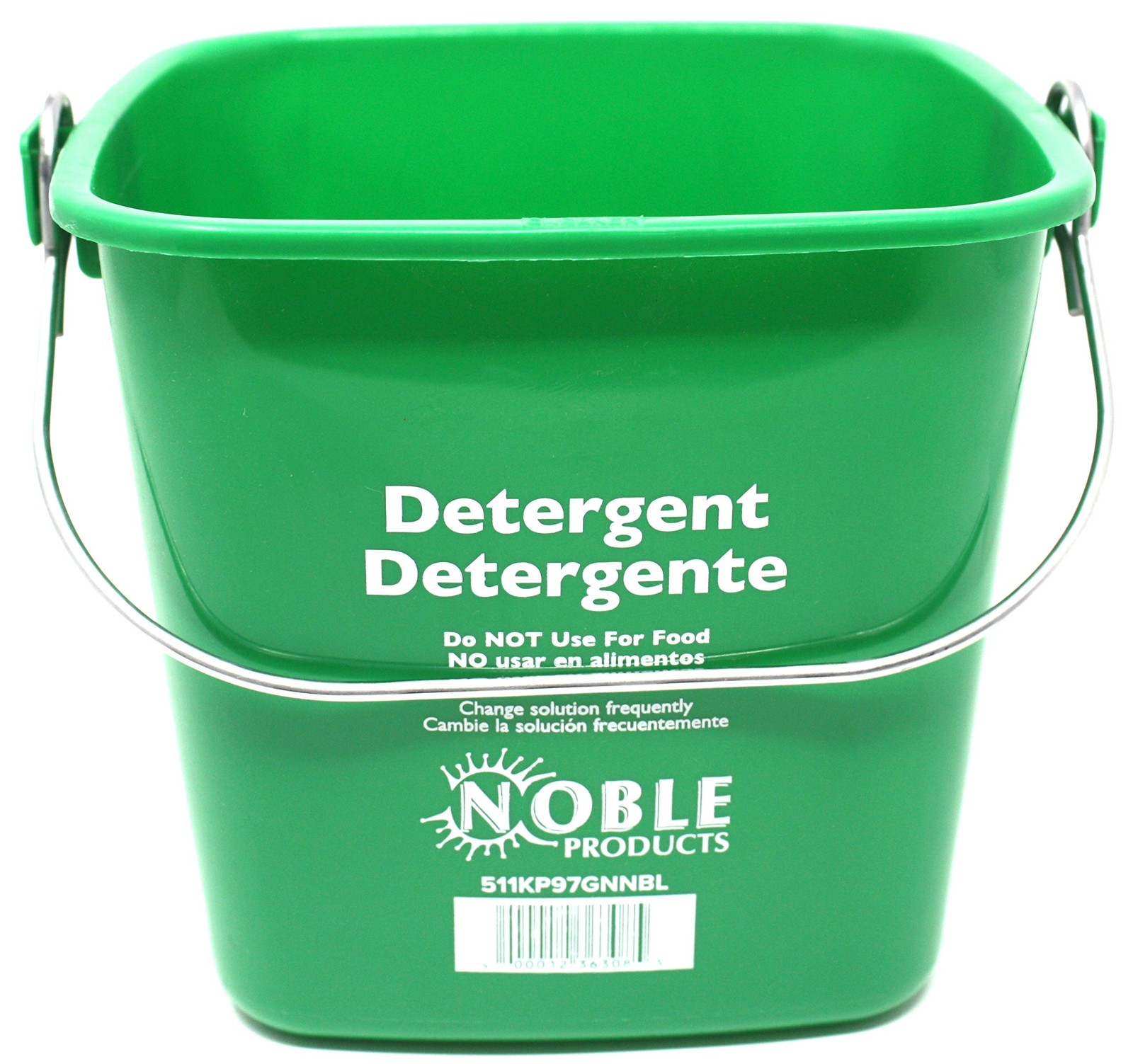 Pack of 3 Green Sanitizing Buckets with Trilingual Labeling HACCP Compliant