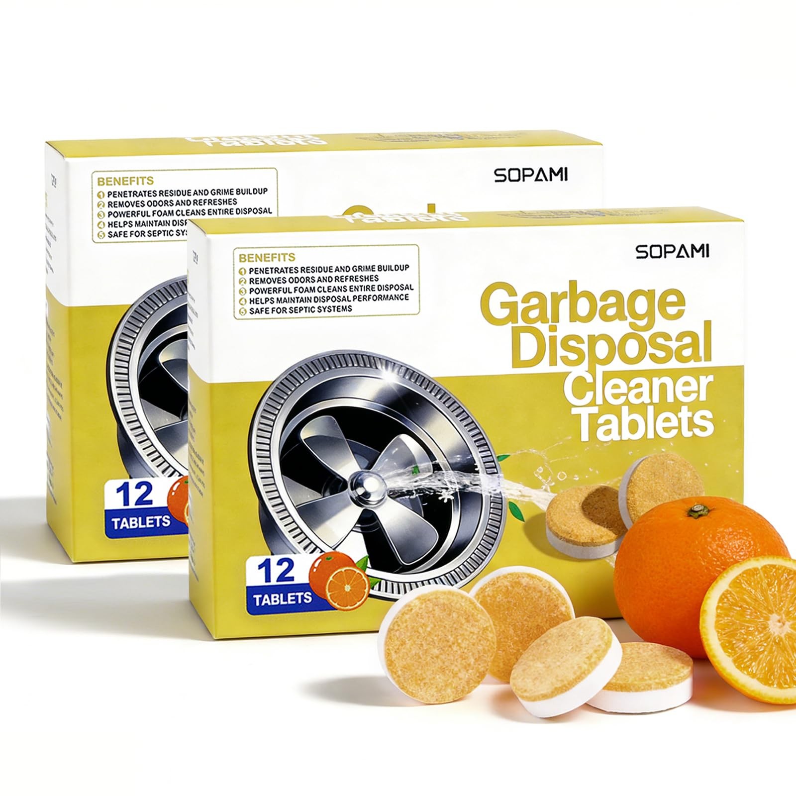 24 PCS Garbage Disposal Cleaner Tablet Deodorizer Citrus Sink Odor Eliminator