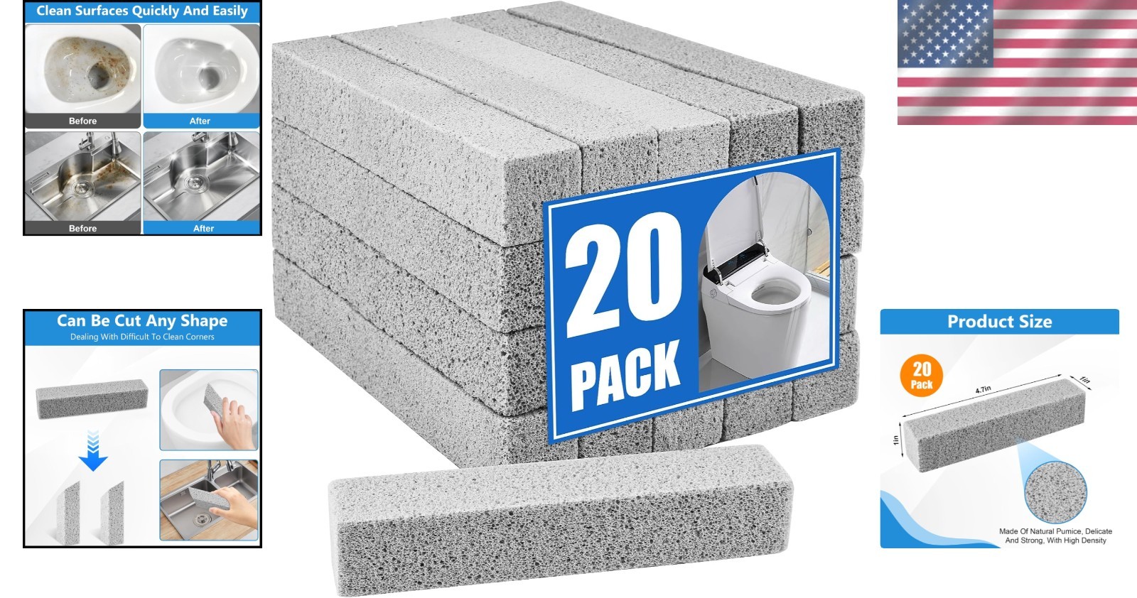 KKEETUR 20 Pack Pumice Stone Toilet Bowl Cleaner, Pumice Stone for Cleaning S…