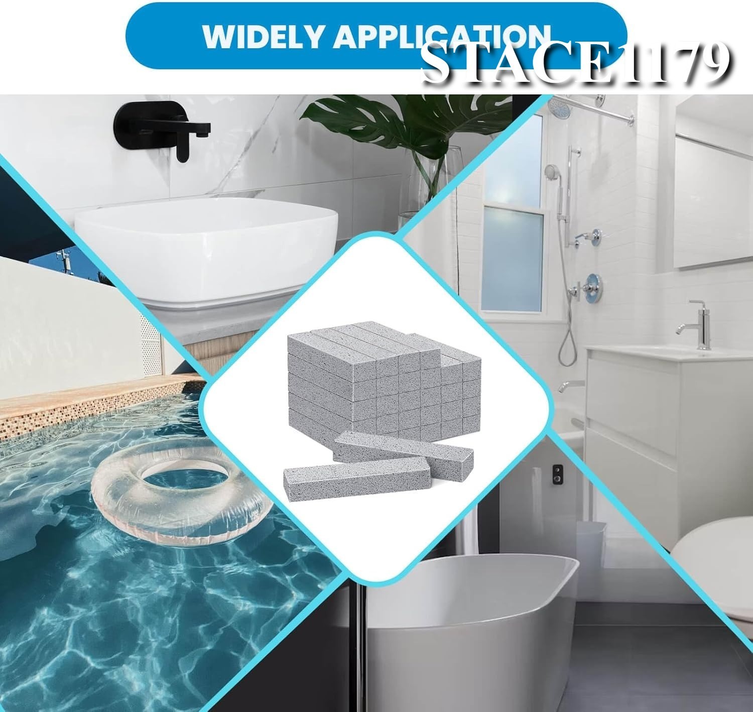 Set de 30 Piedras Pómez para Inodoro, Baño, Cocina – 5.9×1.4×0.9″ (Negro)
