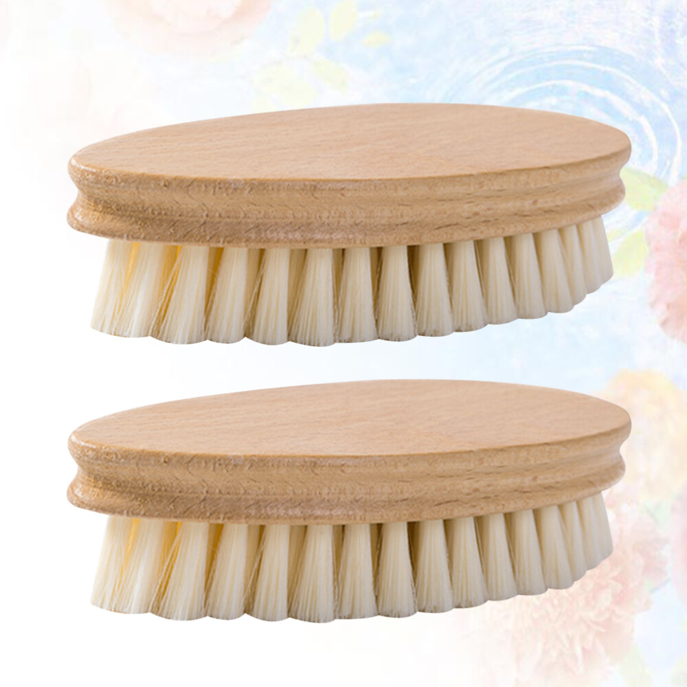 2 Pcs Wood Hand Brush Boot Brush Wooden Shoe Brush Shoes Cleaning Brush