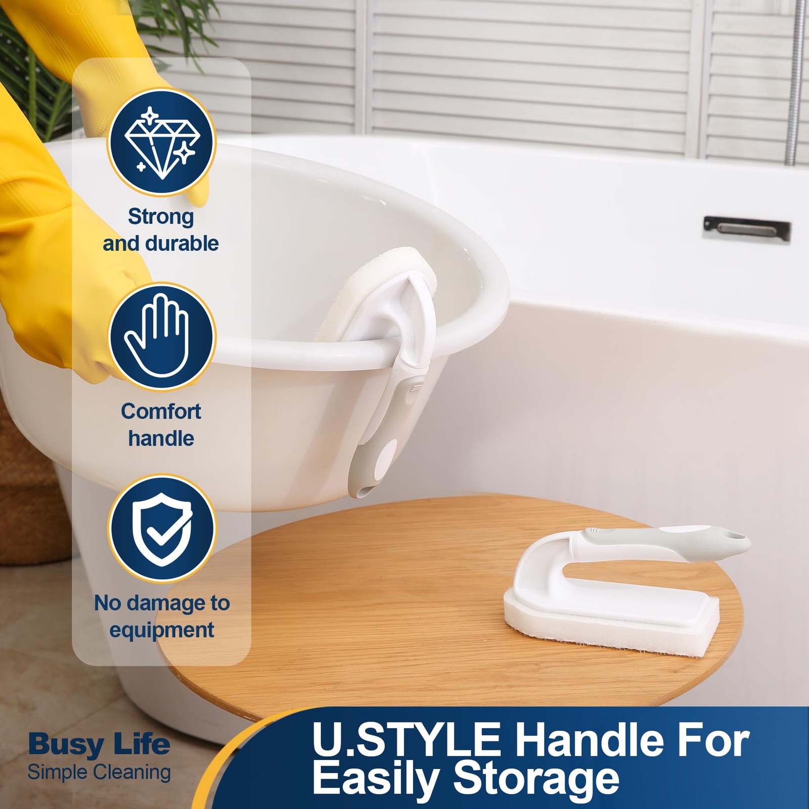 Handheld Cleaning Scrub Brush Set 2 Pack with Total 10 Hook-Shaped Scouring P…
