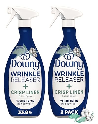 Downy Wrinkle Releaser Spray, Crisp Linen Scent, 33.8 Fl Oz, 2 Pack