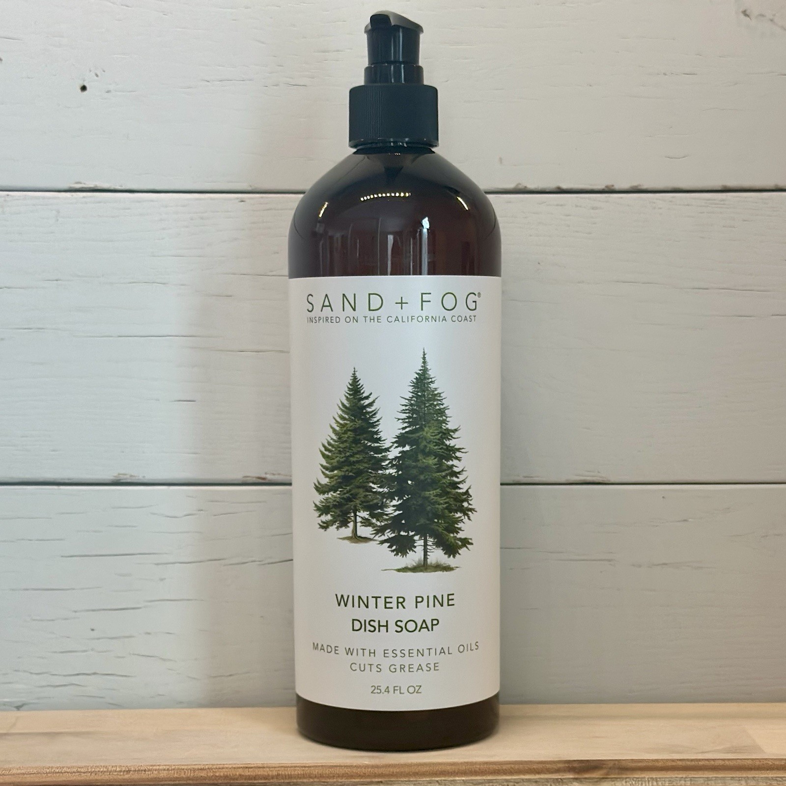 Sand + Fog Dish Soap Winter Pine 25.4 fl oz Made With Essential Oils Cuts Grease