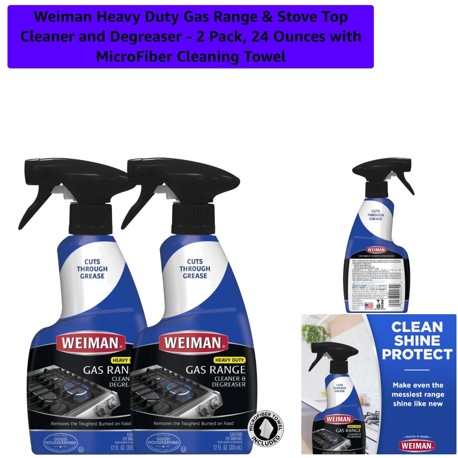 Heavy Duty Gas Range & Stove Top Cleaner and Degreaser – 2 Pack, 24 Ounces wi…