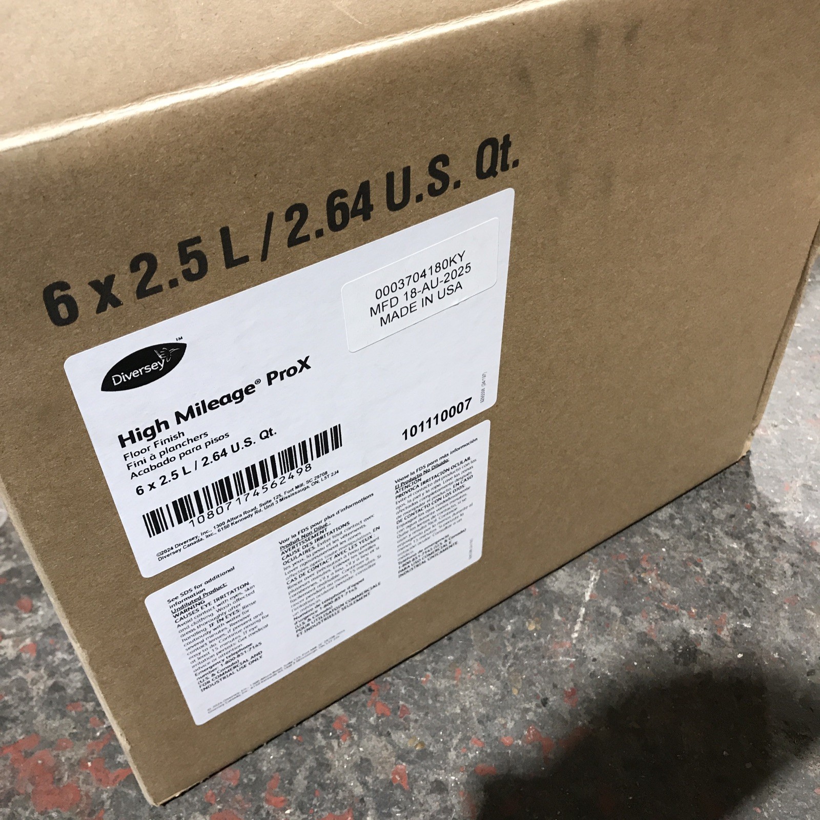 6 Pack Diversey High Mileage ProX Floor Finish 2.5L Each 101110007 New