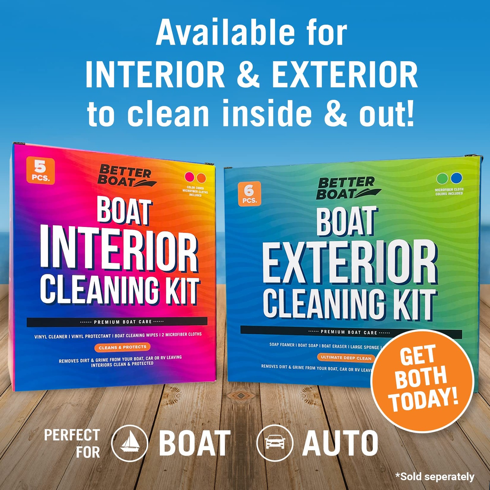 Boat Interior Cleaning Kit, Marine Vinyl Protectant and Cleaner, Wipes, Micro…