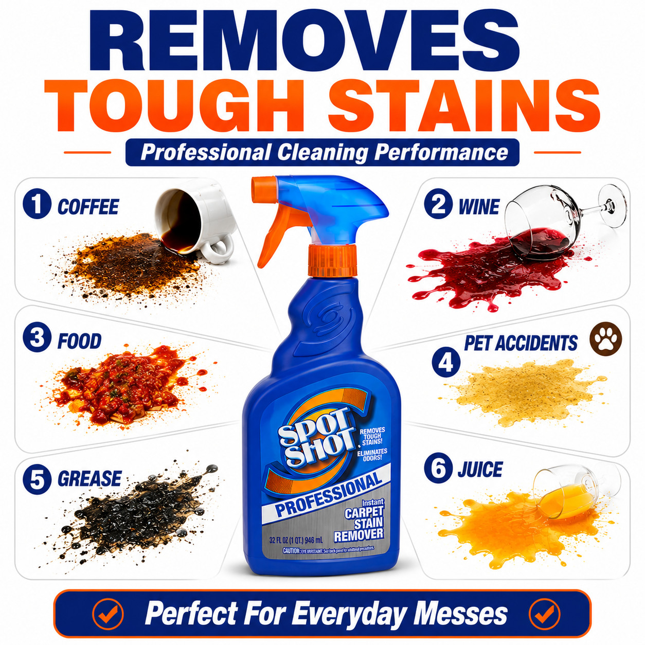 Spot Shot 32 oz Carpet Stain Remover Professional Spray 1 3 12 24 Pack