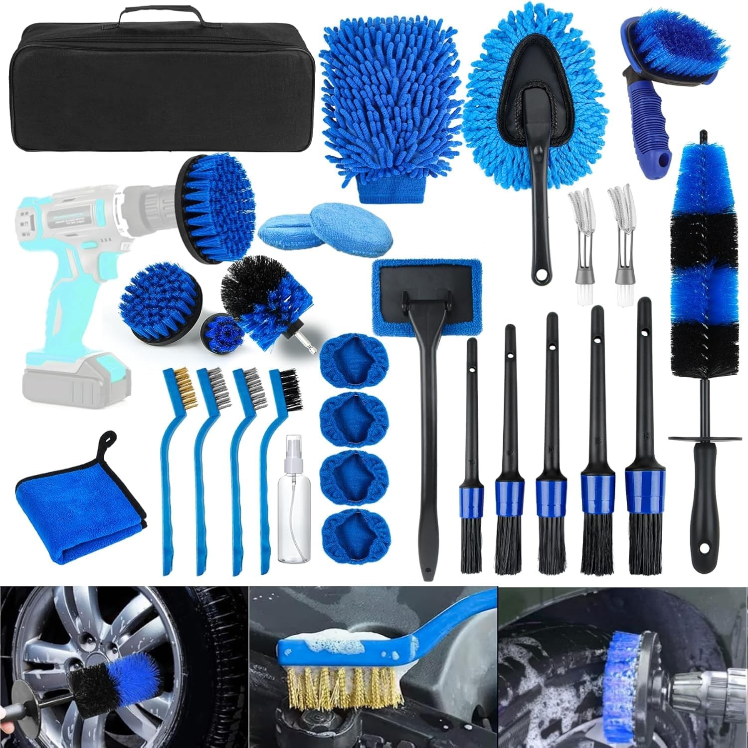 30 PCS Car Detailing Kit – Car Cleaning Wash Brush Set, Auto Interior Detaili…