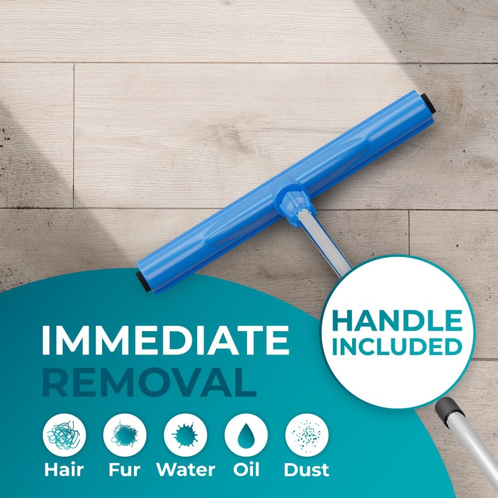 2 Pack 17” Floor Squeegee Broom Scrubbing Brush with Telescopic Long Handle f…
