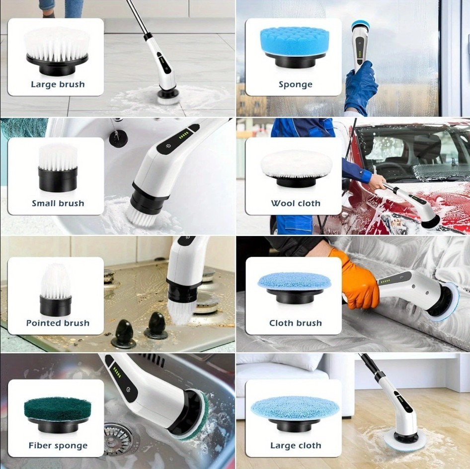 7 Heads Electric Spin Scrubber Cordless Bathtub Power Scrubber Rechargeable US