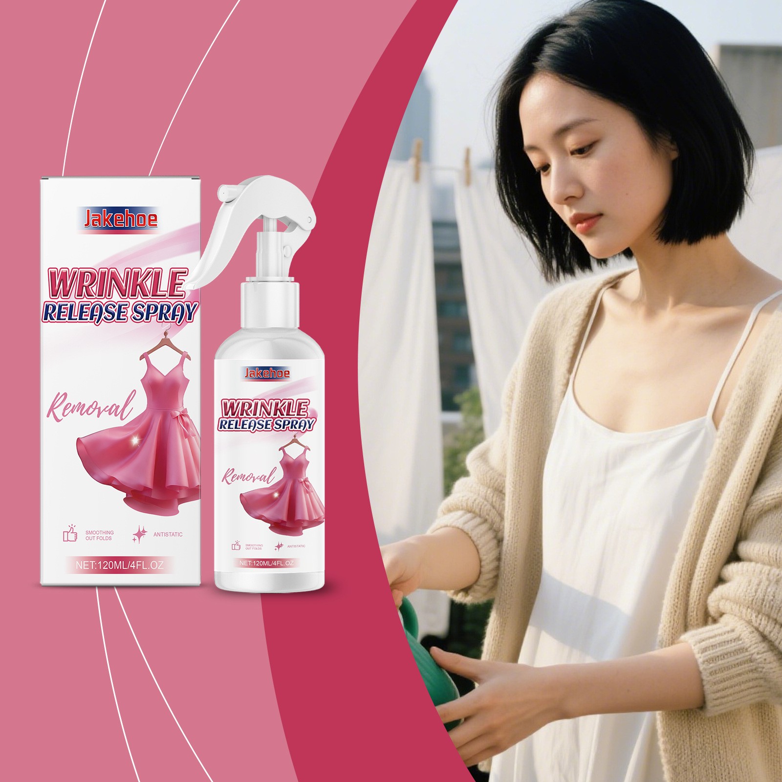 Multi-Functional Wrinkle Release Spray, Anti Wrinkle Spray For Clothes Household