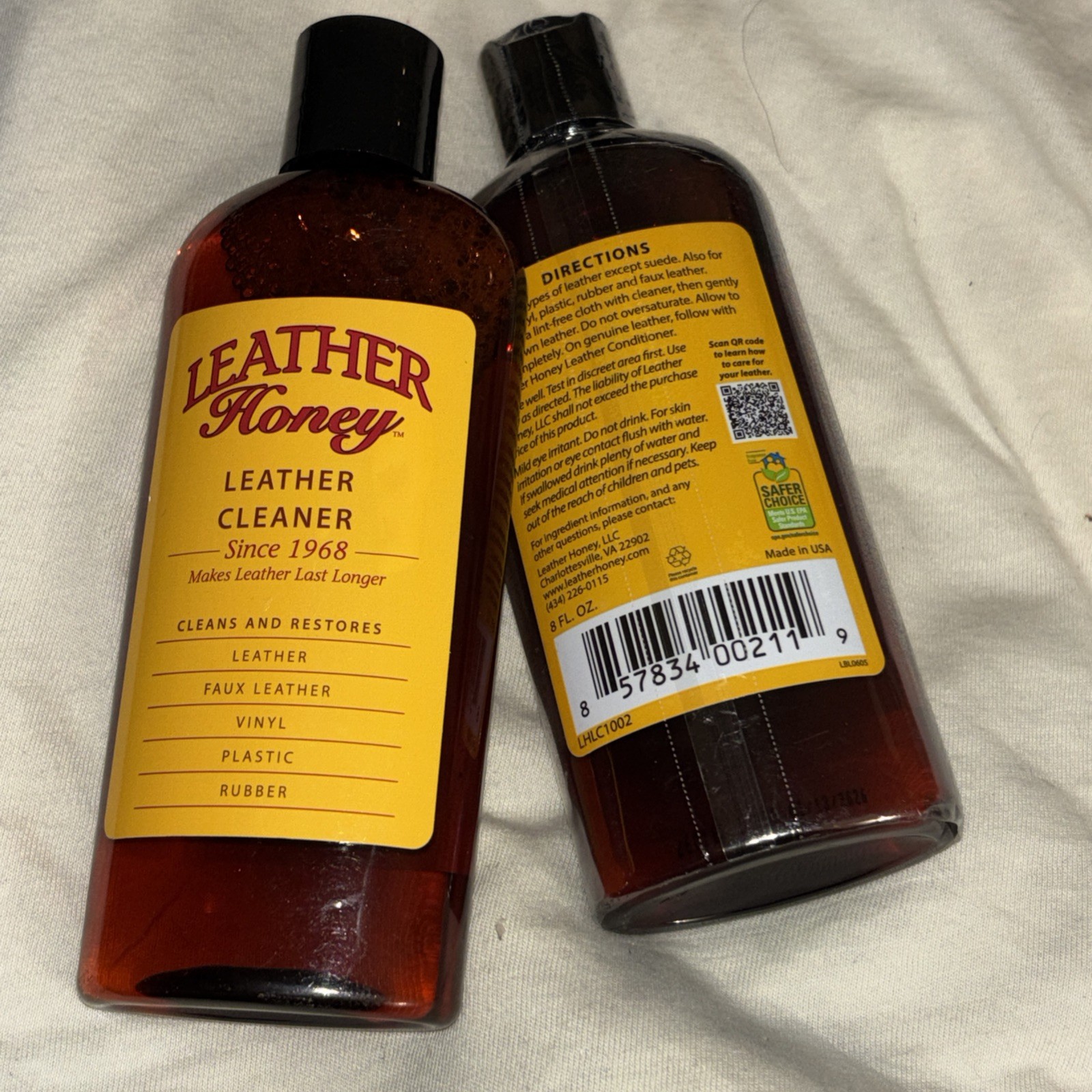 2 Leather Honey Leather Cleaner Non-Toxic 8FL OZ EACH NEW