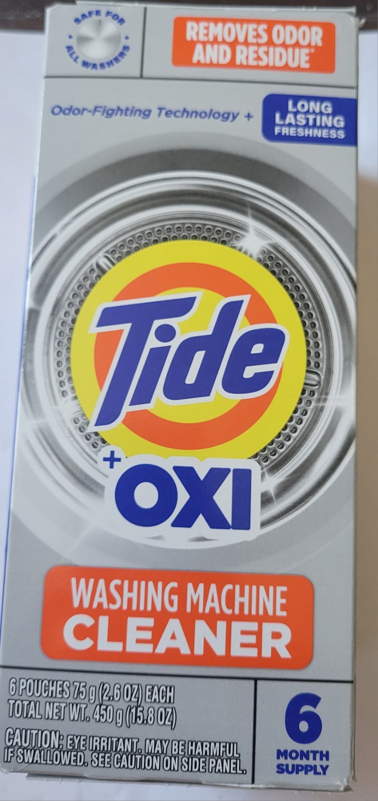 Tide OXI WASHING MACHINE CLEANER 6 Pouches 2.6 oz Each Total 15.8oz * BRANDNEW *