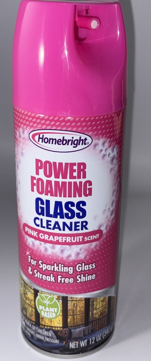Homebright Power Foaming Glass Cleaner 12oz Pink Grapefruit Scent-NEW-SHIP24 HRS