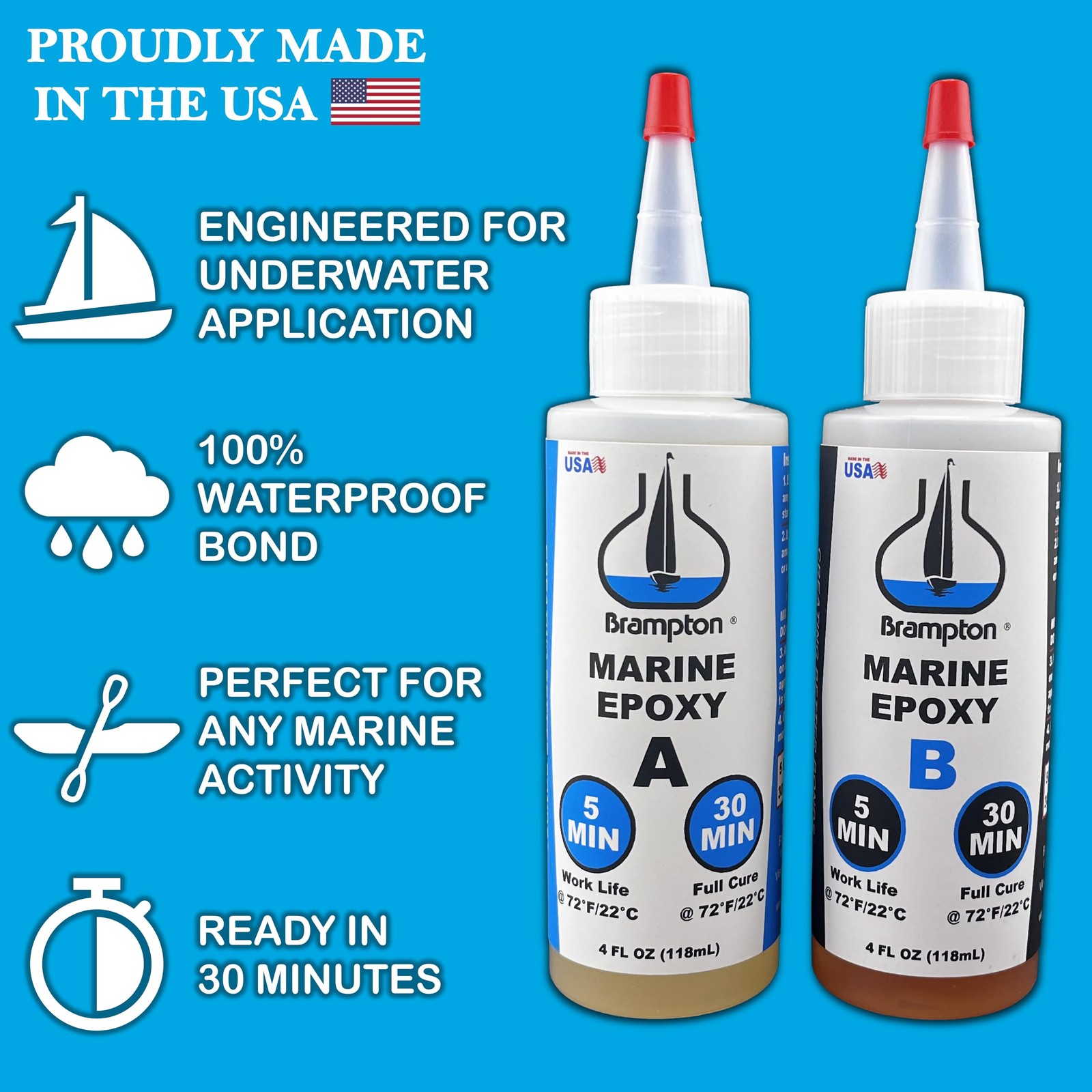 Brampton Marine Epoxy Strong Bonding for Boat Repair – Bonds in 30 Minutes Wa…