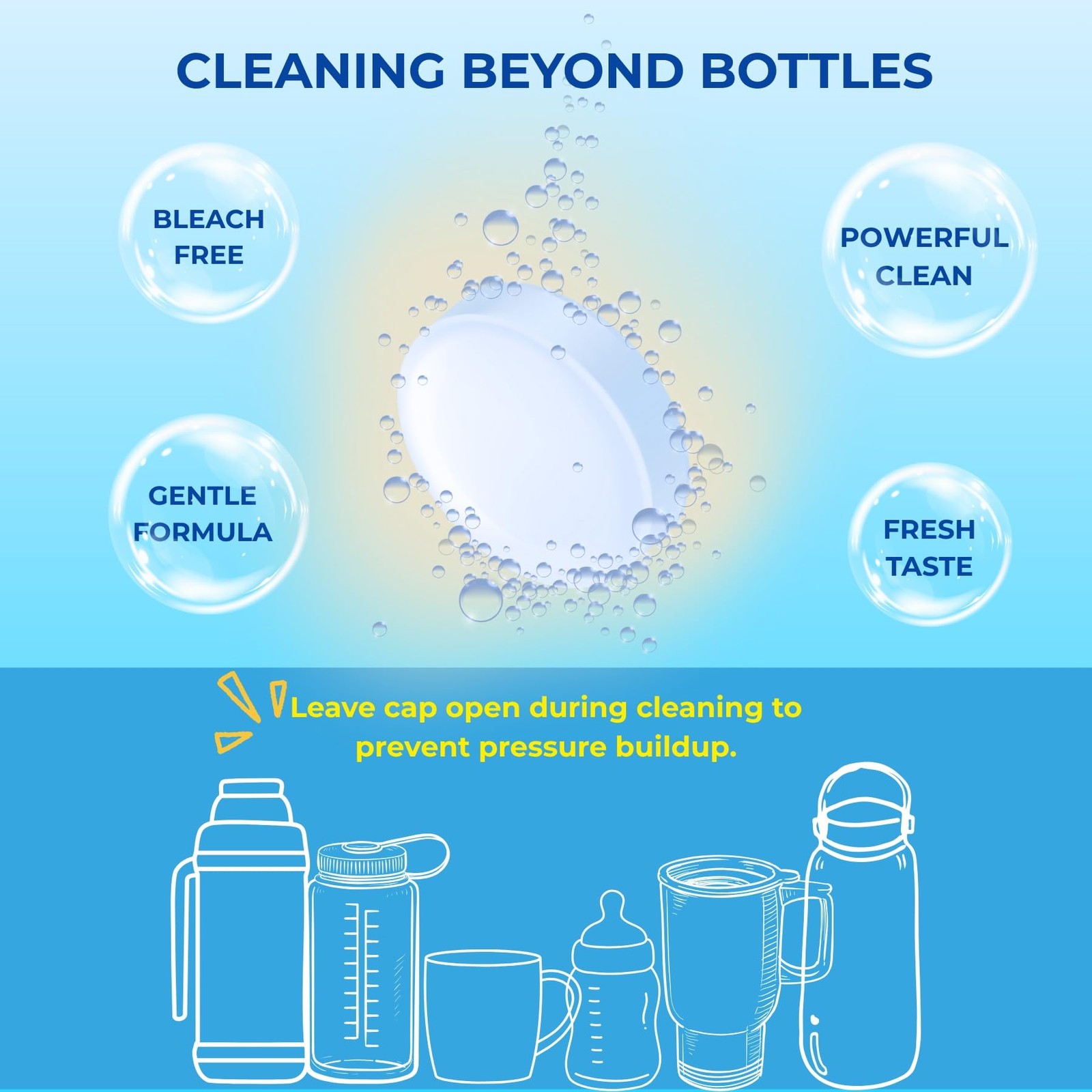flowcheer Bottle Cleaning Tablets 36-Pack | Powerful & Odor-Control Formula |…