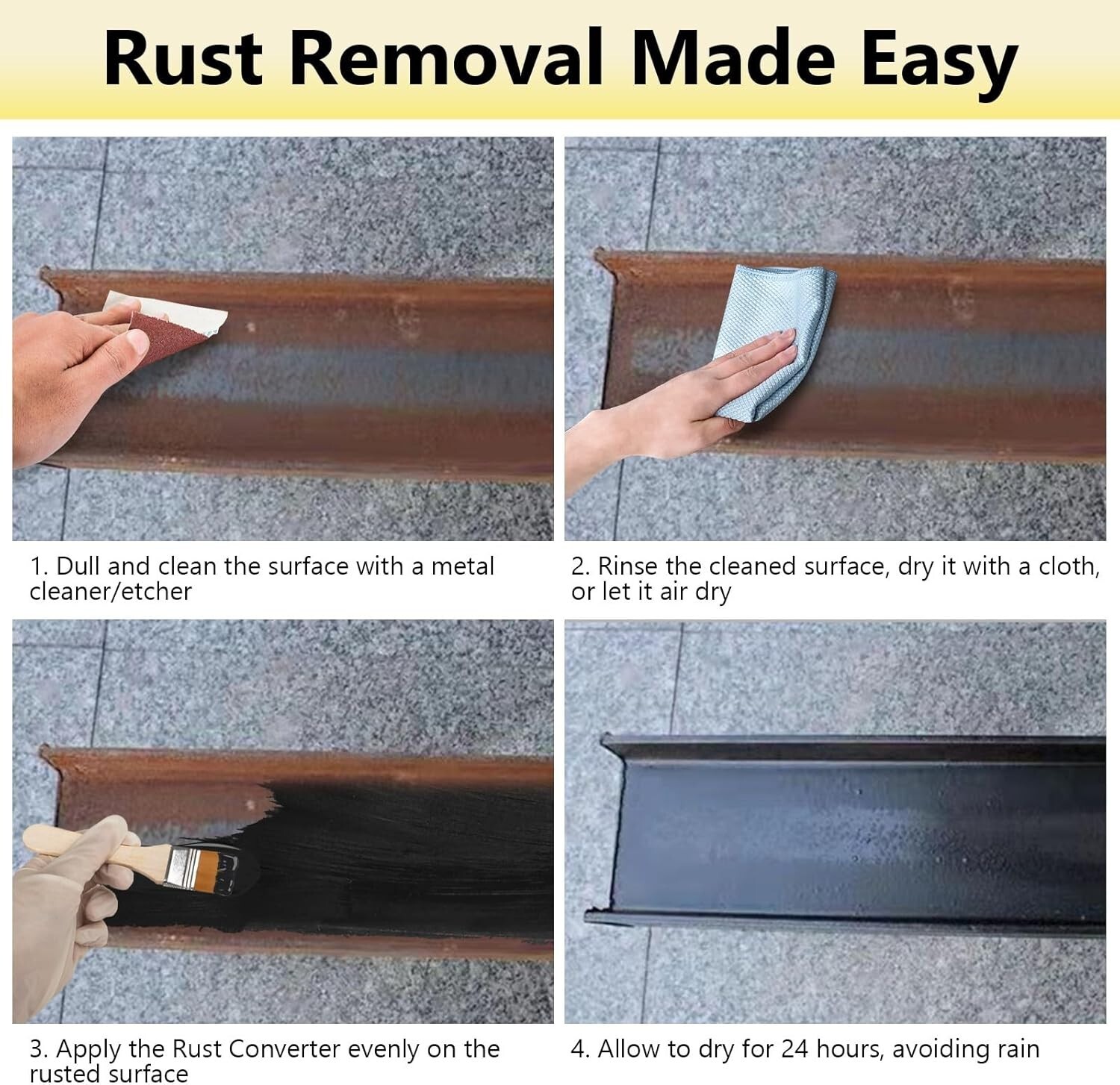 2in1 Rust Converter & Metal Primer, 35 Floz Black Rust Inhibitor Paint for Metal