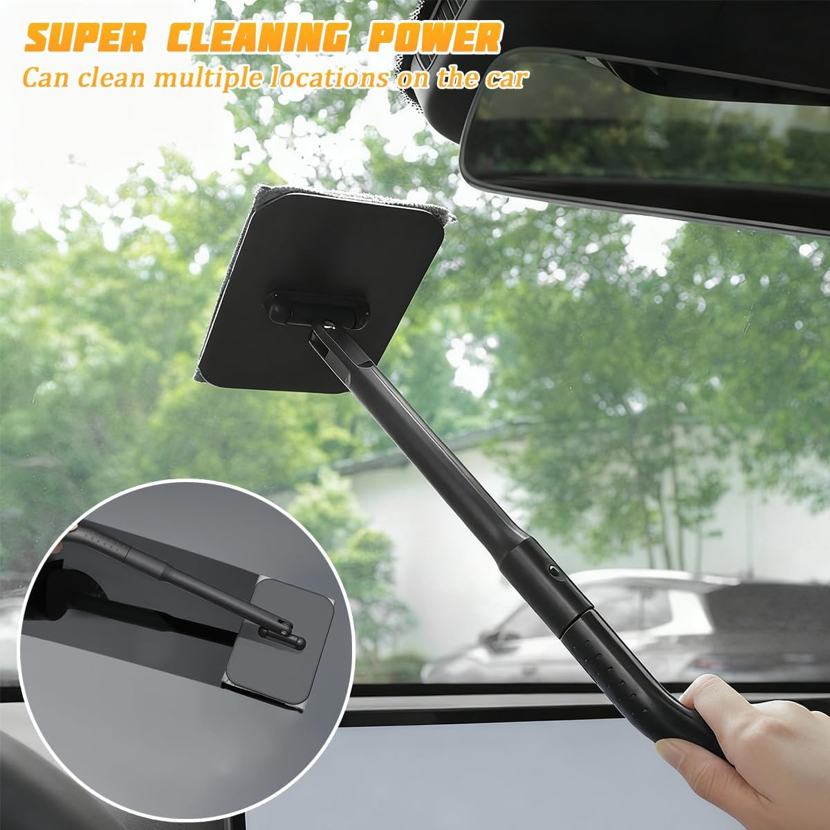 Zpana Car Windshield Cleaning Tool, Vehicle Window Cleaner with Extendable Handl