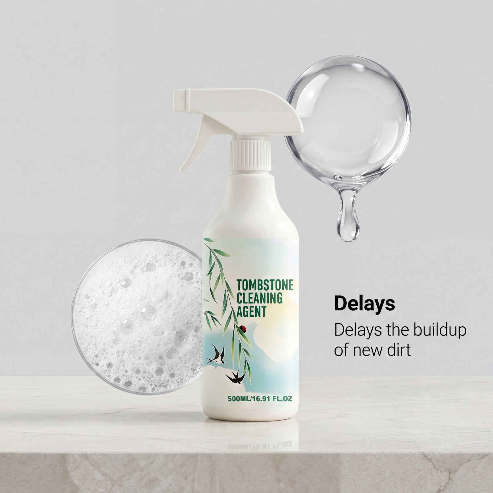 Tombstone & Monument Cleaning Spray for Granite Marble Tombstone 500ml