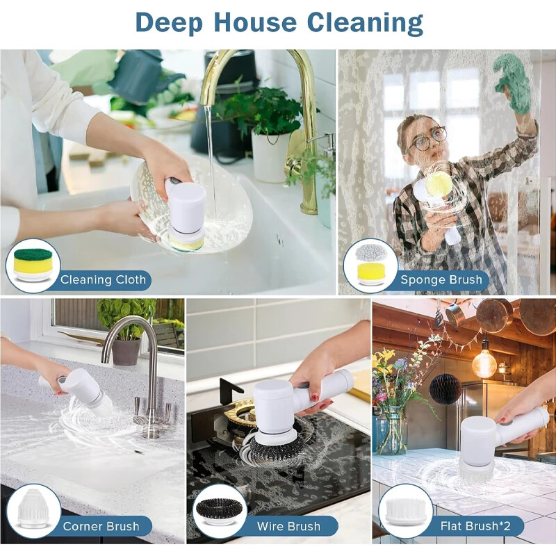 Electric Cleaning Brush Dish Scrubber Kitchen Spinning Cleaning Brush Scrubber