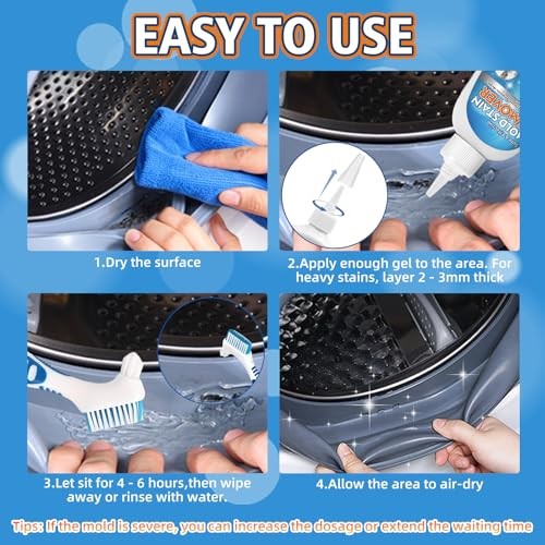 Home Mold Stain Remover Gel for Washer Seal, Thick No Scrub Mold Cleaner for
