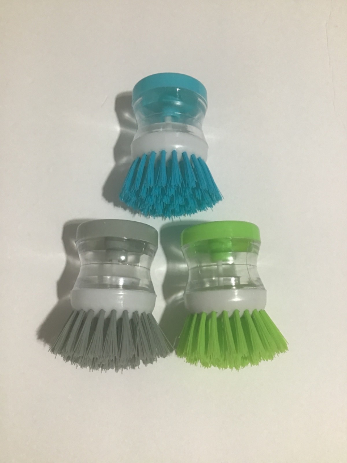 2 PC SOAP DISPENSING HANDHELD BRUSH 3 COLOR MULTI-PURPOSE CLEANING