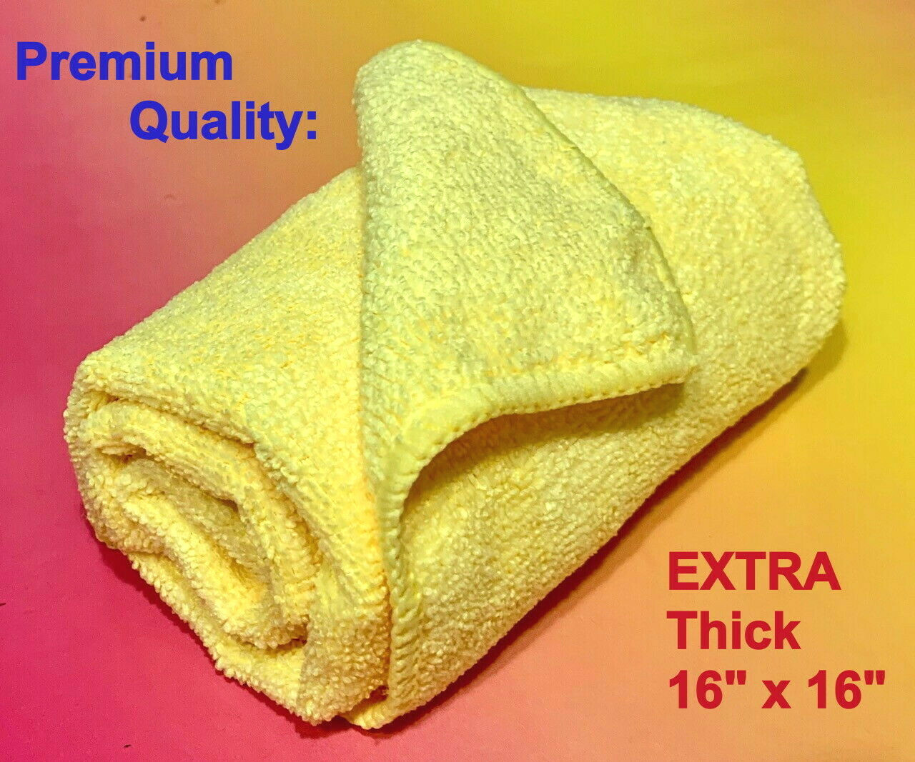 5 YELLOW MICROFIBER CLEANING WASH CLOTH TOWEL RAG 16″x16″ : KITCHEN BATH BAR CAR