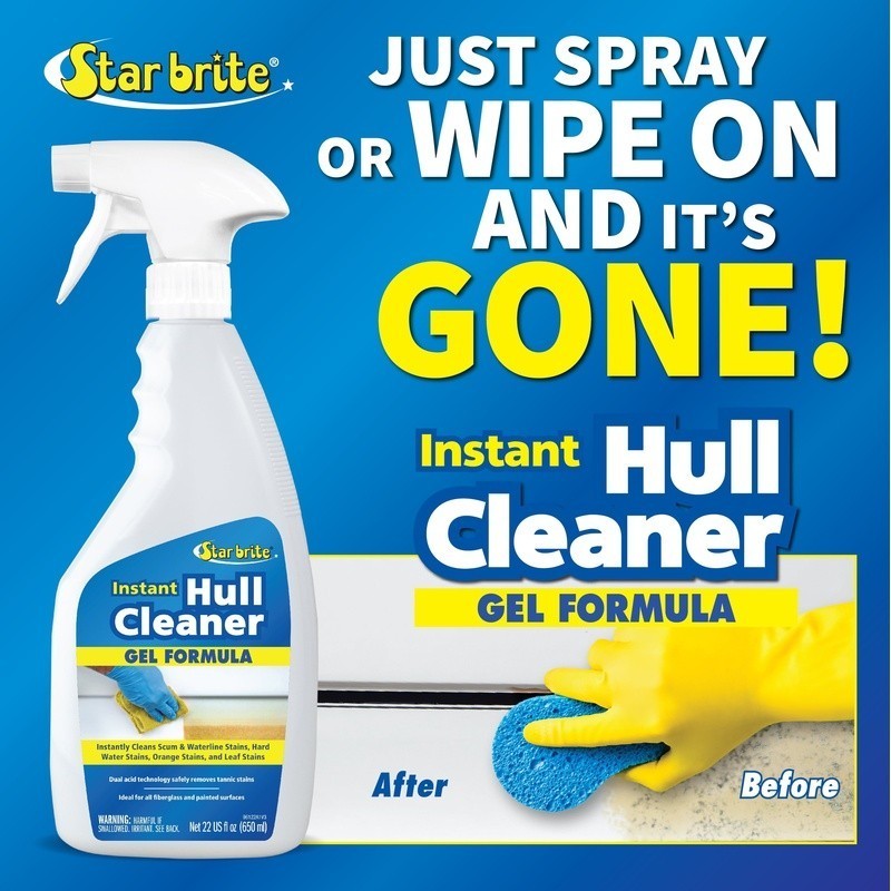 Powerful Hull Cleaner Gel Sticks Tough Stains Boat Fiberglass Plastic Marine Use