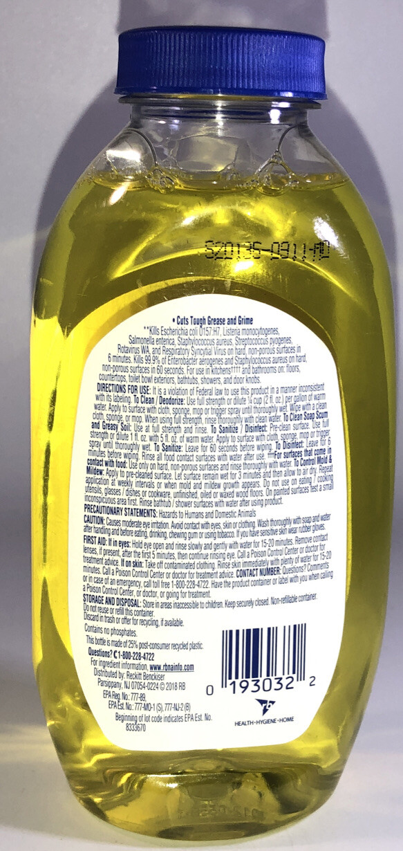 100 Bottles 10.75oz Ea Lysol Clean & Fresh Multi-Surface Cleaner,Lemon/Sunflower
