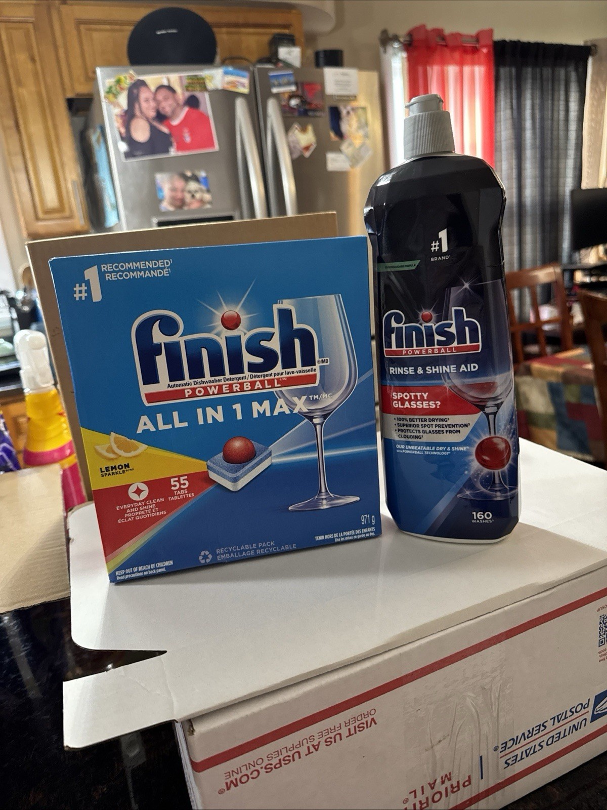 Finish All in 1 Lemon Dishwasher Tablets 55ct + Rinse Aid 800mL
