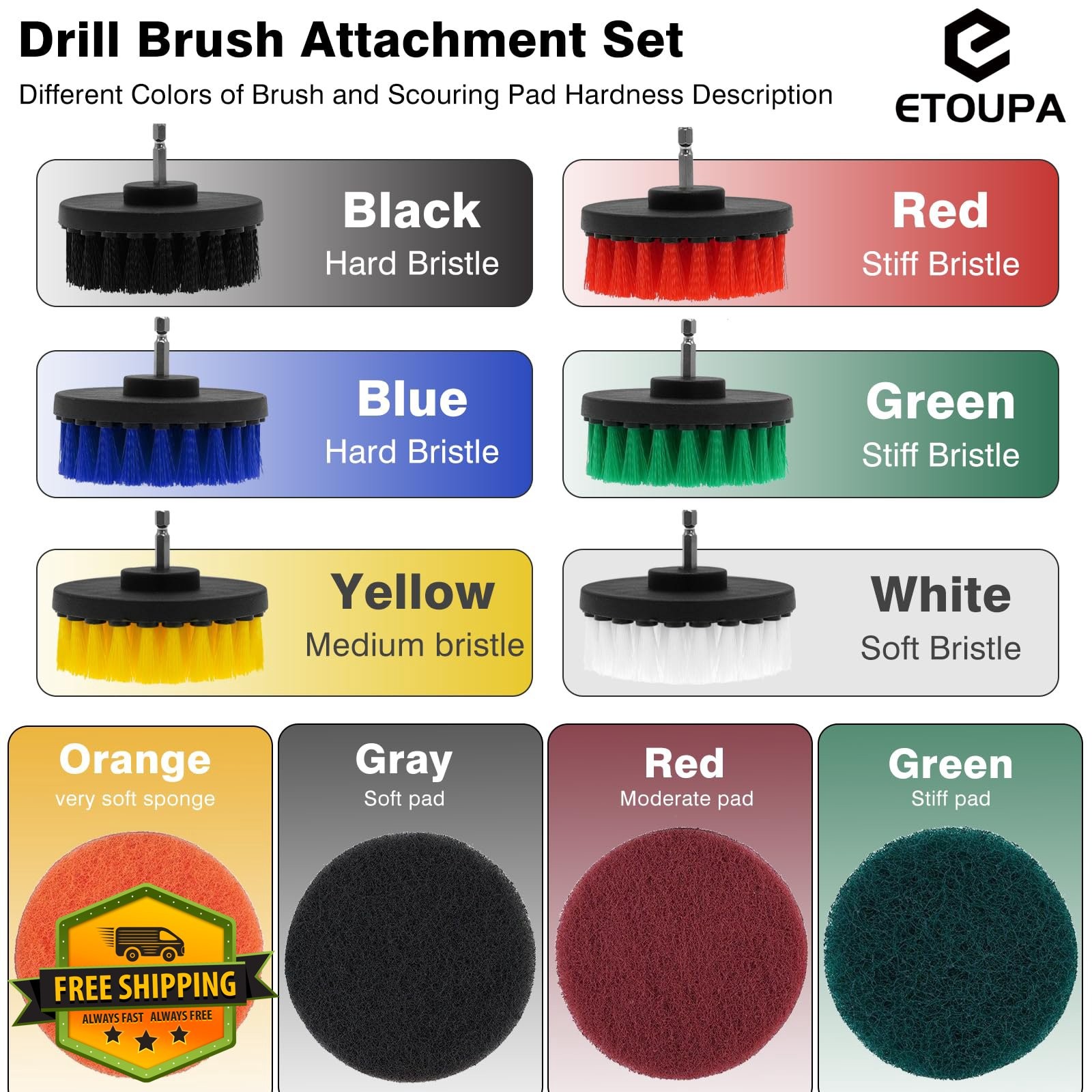 ETOUPA 30 Piece Drill Brush Scrubber Attachments