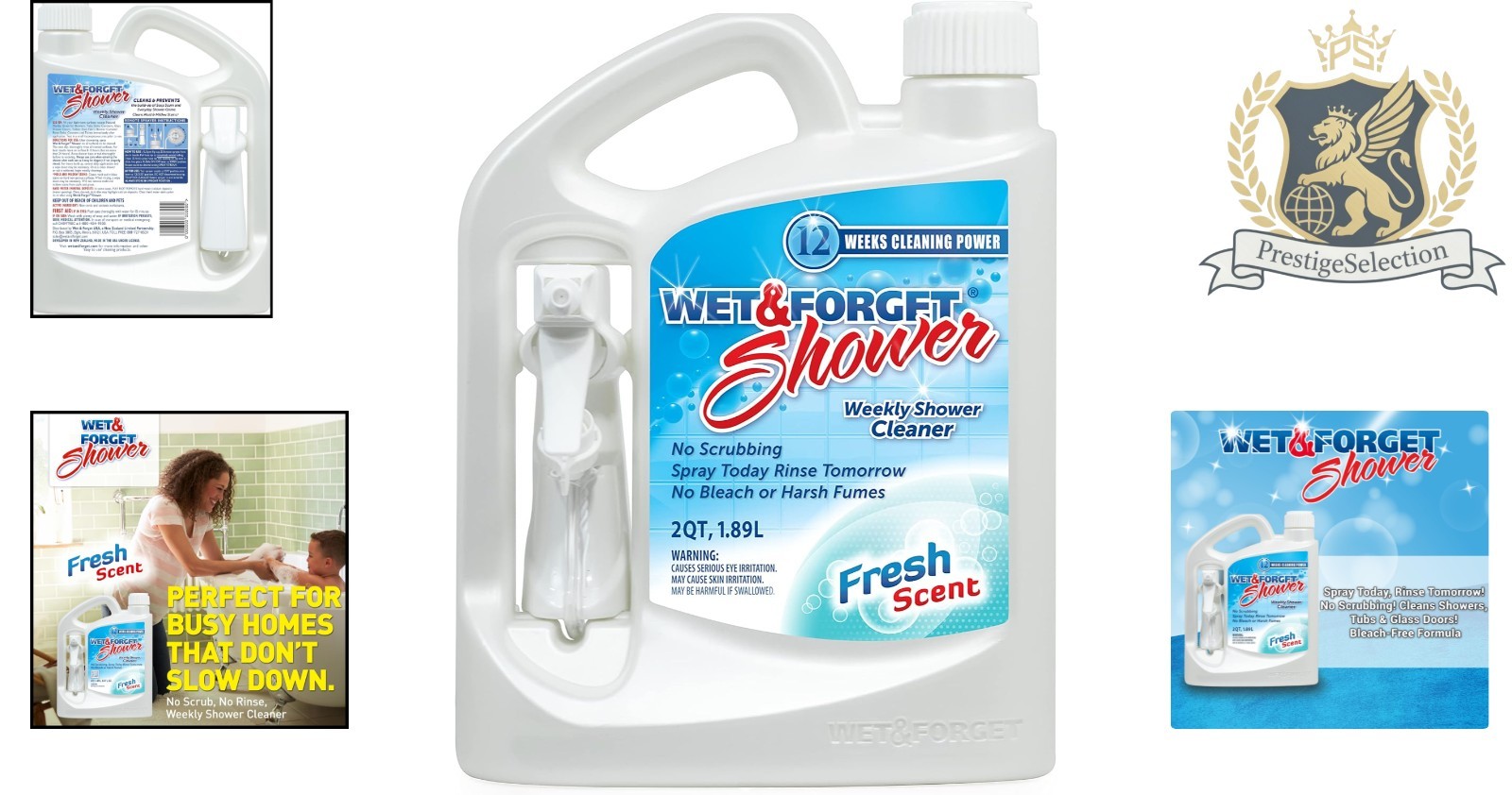 Weekly No-Scrub Shower Cleaner Spray – 64 Oz, Cleans All Surfaces, Safe Formula