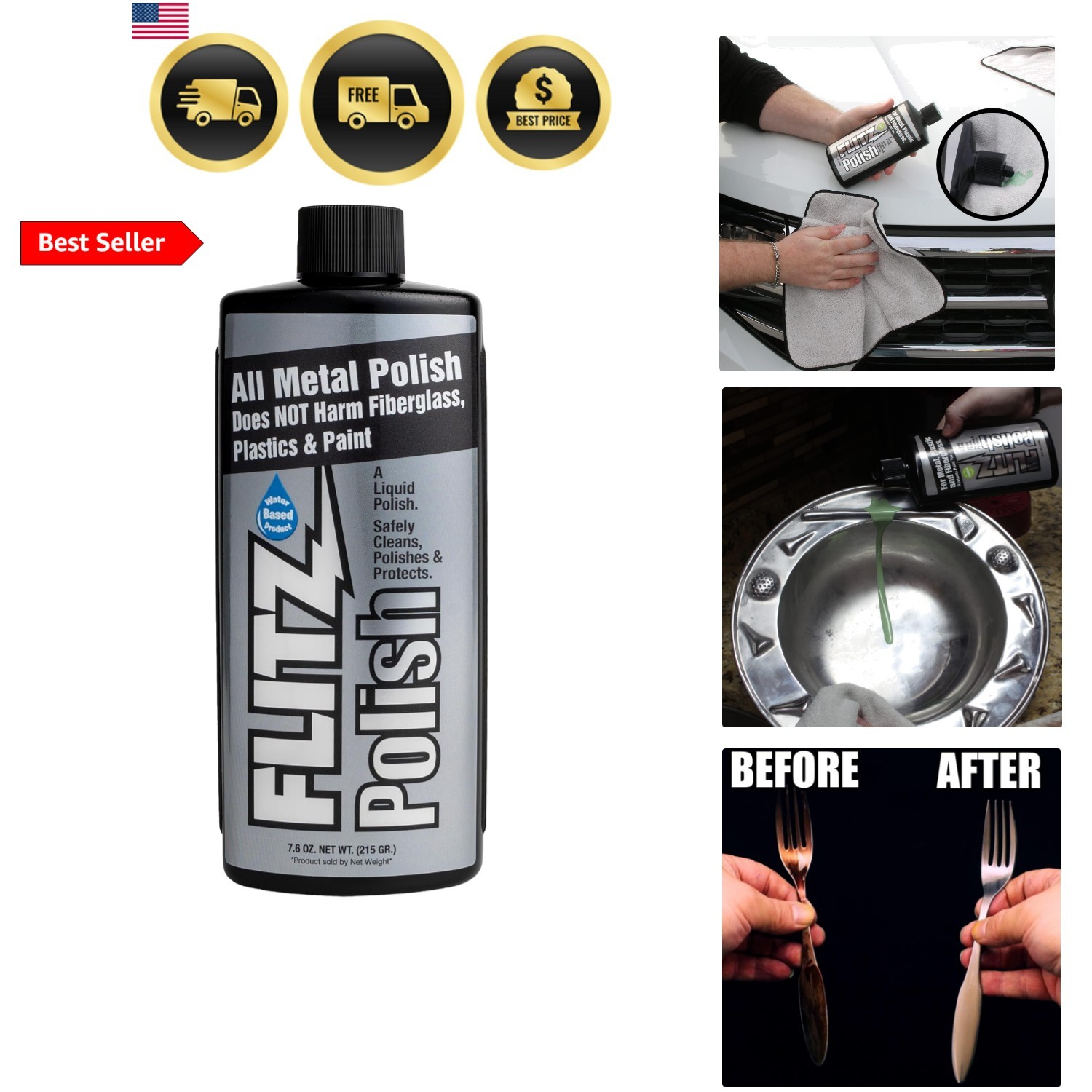 Multi Purpose Metal Polish Liquid – 7.6oz -Made Tarnish Remover – For Aluminu…