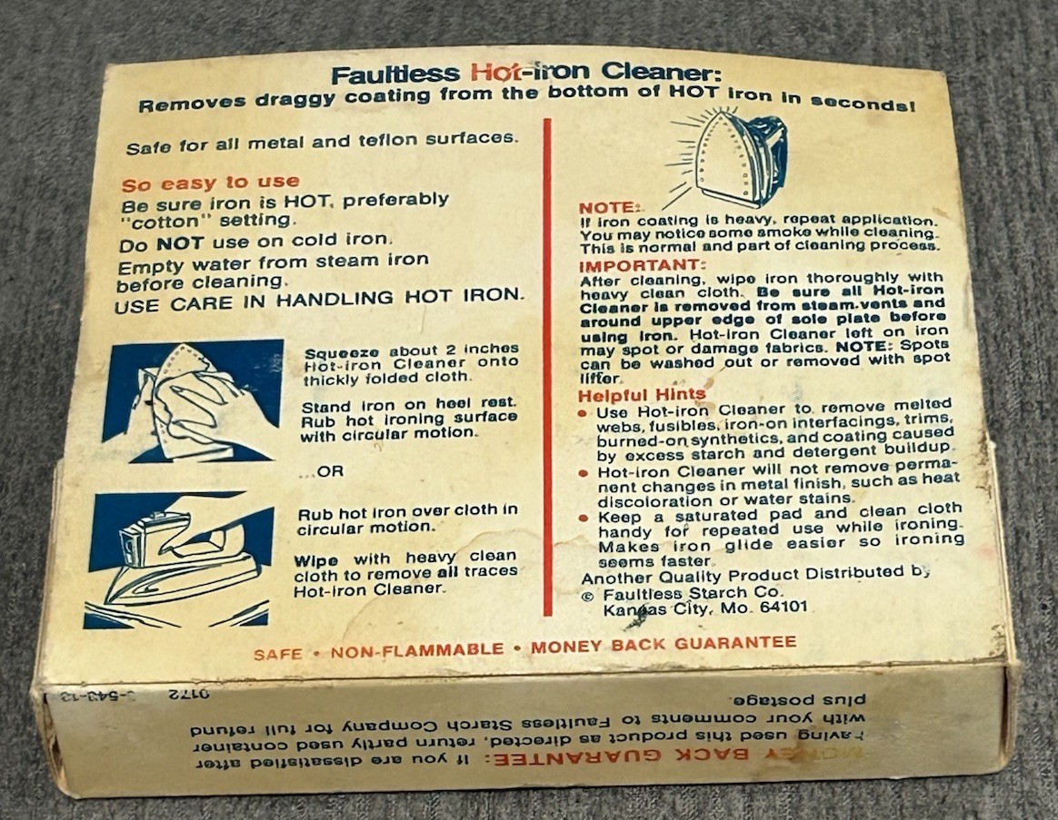 Vintage Faultless Hot Iron Cleaner 1.25 Oz Sealed In Original Package