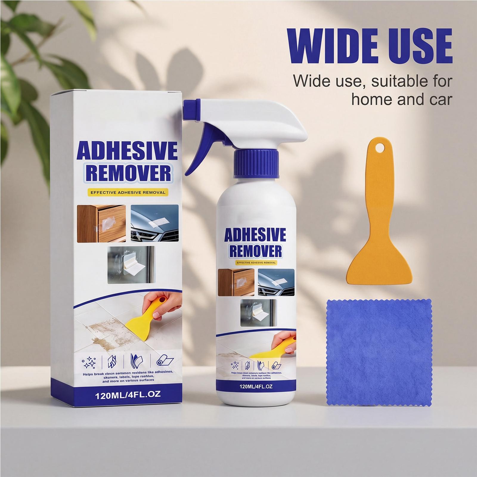 Adhesive Remover 120ml with Scraper Towel Fast-Acting Portable Car Sticker
