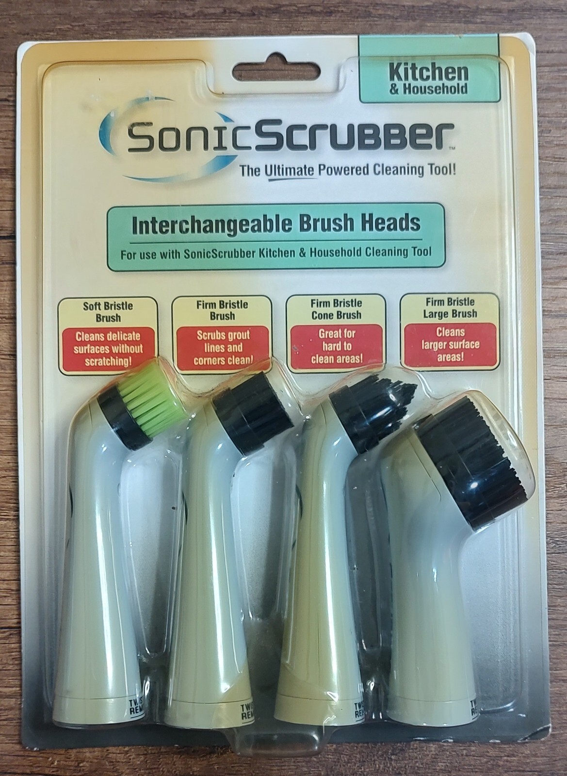 SONIC SCRUBBER 4 Pk Interchangeable Brush Heads New Adaptive Power Cleaning A6